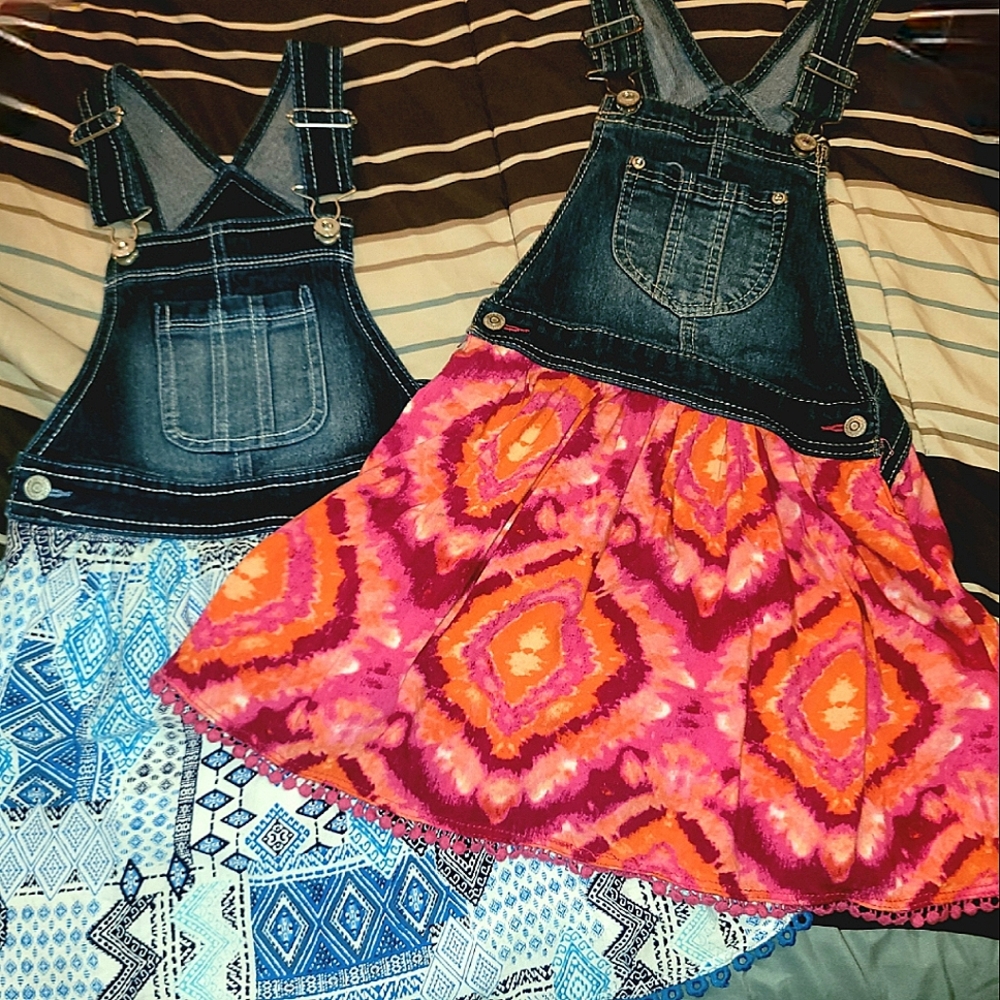 2 pair of girls, size 6x, overall dresses